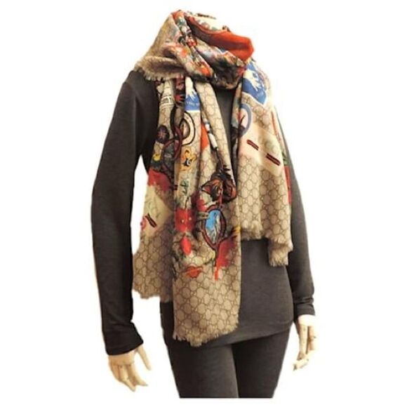200 x 140 Gucci Multicolor Shawl Scarf RARE - Picture 3 of 4